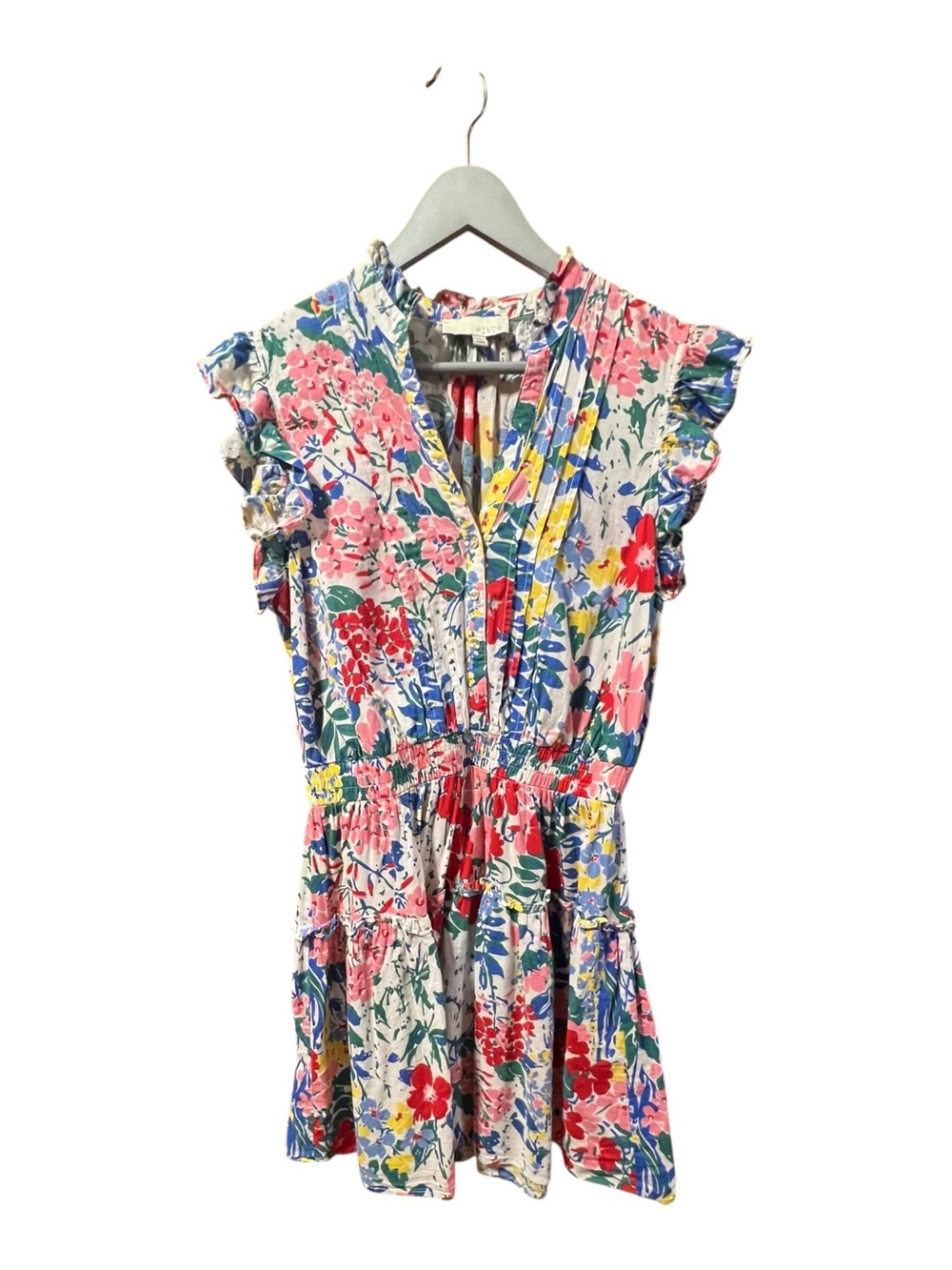Pinch Floral Ruffle Smocked Waist Mini Dress Large - Picture 2 of 6